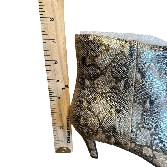 Anne Michelle Lena Bootie Size 10 Bronze Snake Side Zipper Kitten Heel - Picture 12 of 13